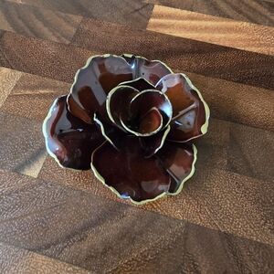 Brown Enamel Flower Brooch